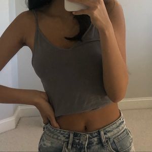 Grey Lettuce Hem Tank Top